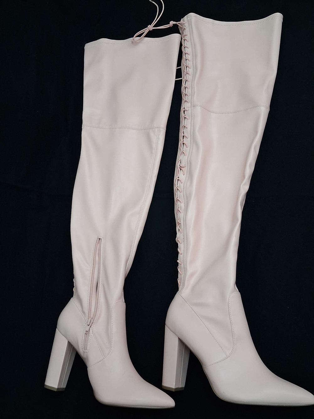 Shoe Dazzle Blush Over-the-Knee Lace-Up Heeled Boots